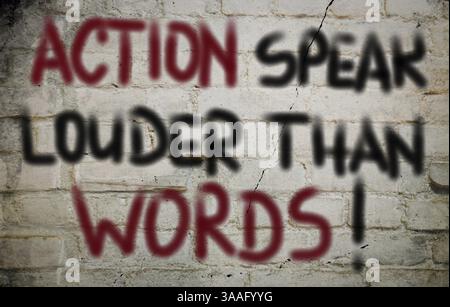 Aktion sprechen lauter als Worte Konzept Stockfoto