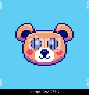 Pixelgrafik Cute Bear Face Spiel Asset Design Stock Vektor