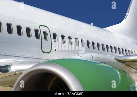 Detail eines Privatjets, der am Flughafen parkt Stockfoto