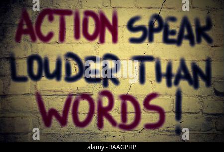 Aktion sprechen lauter als Worte Konzept Stockfoto