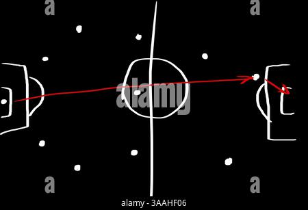 Fußballstrategie auf einer Tafel Stockfoto