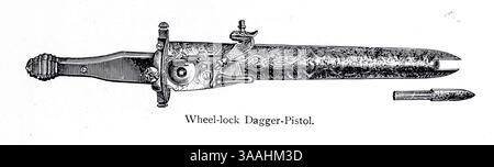 Radsperre Dolch-Pistole. Aus The Gun and its Development von Greener, W.W. (William Wellington), Publikationsdatum 1897 Stockfoto