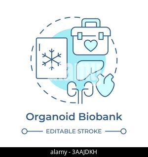 Organoidbiobanken sanftes blaues Konzeptsymbol Stock Vektor
