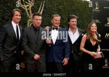 April 2018 - Pasadena, CA, USA - LOS ANGELES - 29. APR: Michael Easton, Steve Burton, Wally Kurth, Greg Vaughn, Tamara Braun bei den 45. Daytime Emmy Awards im Pasadena Civic Auditorium am 29. April 2018 in Pasadena, CA (Credit Image: © Kathy Hutchins Via ZUMA Wire) Stockfoto