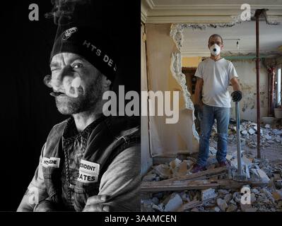 11. Dezember 2017: Paris, Frankreich - FERNANDO President Pirate's MC (Club aufgelöst), arbeitet als Bauarbeiter und fährt eine Harley Davidson Electra Glide 1996. (Bild: © Pierre Pankotay/zReportage.com Via ZUMA Wire) Stockfoto