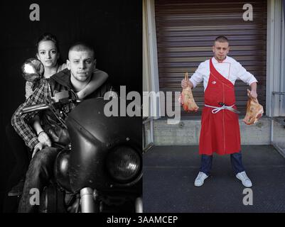 11. Dezember 2017 - Paris, Frankreich - MAX of Medieval MC, arbeitet als Metzger und reitet auf einem Virago 750. (Bild: © Pierre Pankotay/zReportage.com Via ZUMA Wire) Stockfoto