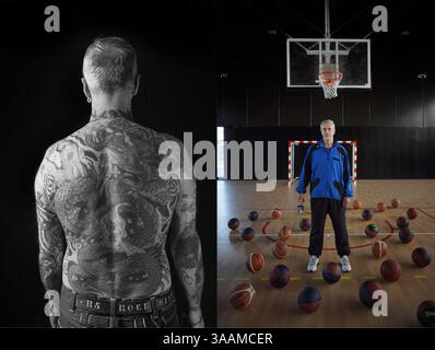 11. Dezember 2017 – Paris, Frankreich – XAV von Pirates MC (Club aufgelöst), arbeitet als Gymnasiumwart und reitet auf einem Victory Bagger. (Bild: © Pierre Pankotay/zReportage.com Via ZUMA Wire) Stockfoto