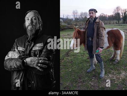 11. Dezember 2017 – Paris, Frankreich – JP von Reckless Brothers MC, ist pensioniert und fährt einen HD Sportster 883 XL Trike 2012cc 2009. (Bild: © Pierre Pankotay/zReportage.com Via ZUMA Wire) Stockfoto
