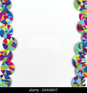 Feiern Sie den hellen Hintergrund mit farbenfrohen Kreisen und dem Kopierraum. Vektorabbildung. Stock Vektor