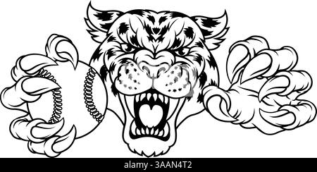 Jaguar Leopard Cheetah Panther Baseball Maskottchen Stock Vektor