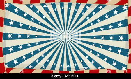 Patriotische amerikanische Flagge Hintergrund mit strahlenden Sternen und Streifen Stock Vektor