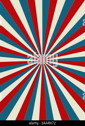 Roter und blauer Retro-Starburst-Hintergrund mit weißen Sternen Stock Vektor