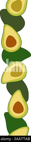 Nahtloser, vertikaler Rand mit Avocado. Illustration der Vektorabwicklung. Bio-Lebensmittel, natürliches Gemüse, umweltfreundliche Produkte. Für Banner, Menü, Flyer, Cover, Markt Stock Vektor