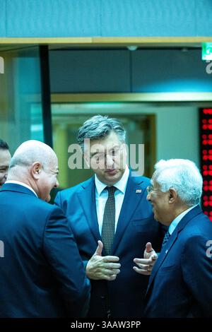 Präsident des Europäischen Rates Antonio Luis Santos da Costa und Premierminister von Kroatien Andrej Plenkovic und Bundeskanzler Österreichs Christus Stockfoto