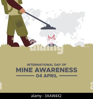 Themenvorlage „internationaler Tag für Minenbewusstsein“. Internationaler Tag für Minenbewusstsein. 4. April. Vektorabbildung. Stock Vektor