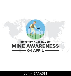 Themenvorlage „internationaler Tag für Minenbewusstsein“. Internationaler Tag für Minenbewusstsein. 4. April. Vektorabbildung. Stock Vektor