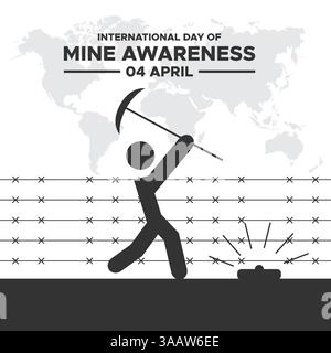 Themenvorlage „internationaler Tag für Minenbewusstsein“. Internationaler Tag für Minenbewusstsein. 4. April. Vektorabbildung. Stock Vektor