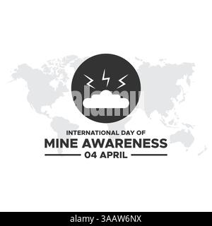 Themenvorlage „internationaler Tag für Minenbewusstsein“. Internationaler Tag für Minenbewusstsein. 4. April. Vektorabbildung. Stock Vektor