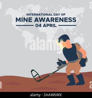 Themenvorlage „internationaler Tag für Minenbewusstsein“. Internationaler Tag für Minenbewusstsein. 4. April. Vektorabbildung. Stock Vektor