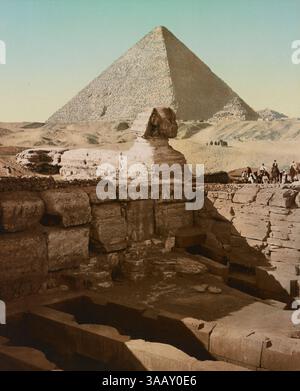 Fotochrom-Druck des Tempels der Sphinx, Kairo, Ägypten. Stockfoto