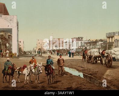 Fotochrom-Druck der Hauptstraße in Arabien. Stockfoto