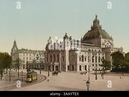 Fotochrom-Vintage-Druck des Schauspielhauses in Frankfurt am Main. Stockfoto