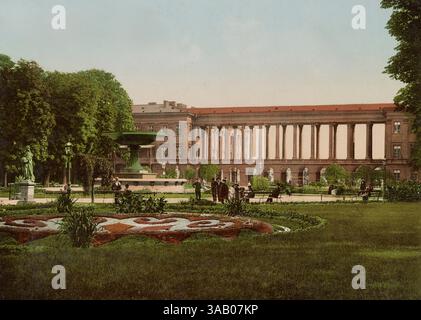 Fotochrom-Vintage-Druck des Sächsischen Gartens in Warschau, Polen. Stockfoto