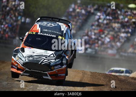 April 2018 - Barcelona, Katalonien, Spanien - 15. April 2018 - Circuit de Barcelona-Catalunya, Montmelo, Spanien - Runde 1 der FIA World Rallycross 2018; Janis Baumanis vom Team Stard während des Qualifying. (Bild: © Eric Alonso Via ZUMA Wire) Stockfoto
