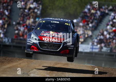 15. April 2018 - Barcelona, Katalonien, Spanien - 15. April 2018 - Circuit de Barcelona-Catalunya, Montmelo, Spanien - Runde 1 der FIA World Rallycross 2018; SeÌ bastien Loeb vom Team Peugeot Total während des Qualifying. (Bild: © Eric Alonso Via ZUMA Wire) Stockfoto