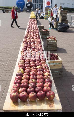 15. April 2018: Posen, Wielkopolska, Polen: 11. PKO Posen Halbmarathon. Im Bild: Äpfel für die Läufer. (Bild: © Dawid Tatarkiewicz via ZUMA Wire) Stockfoto