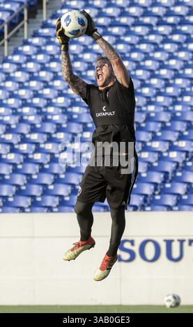 14. April 2018: Annapolis, Maryland, USA - Annapolis, MD - Samstag, 14. April 2018: D.C. United besiegte die Columbus Crew 1-0 in einem MLS-Spiel im Navy-Marine Corps Memorial Stadium. (Bild: © Tony Quinn/ISIPhotos via ZUMA Wire) Stockfoto