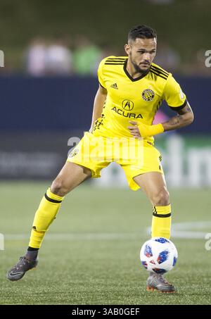 14. April 2018: Annapolis, Maryland, USA - Annapolis, MD - Samstag, 14. April 2018: D.C. United besiegte die Columbus Crew 1-0 in einem MLS-Spiel im Navy-Marine Corps Memorial Stadium. (Bild: © Tony Quinn/ISIPhotos via ZUMA Wire) Stockfoto