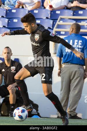 14. April 2018: Annapolis, Maryland, USA - Annapolis, MD - Samstag, 14. April 2018: D.C. United besiegte die Columbus Crew 1-0 in einem MLS-Spiel im Navy-Marine Corps Memorial Stadium. (Bild: © Tony Quinn/ISIPhotos via ZUMA Wire) Stockfoto