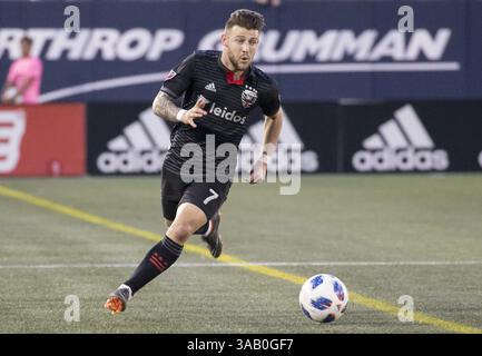 14. April 2018: Annapolis, Maryland, USA - Annapolis, MD - Samstag, 14. April 2018: D.C. United besiegte die Columbus Crew 1-0 in einem MLS-Spiel im Navy-Marine Corps Memorial Stadium. (Bild: © Tony Quinn/ISIPhotos via ZUMA Wire) Stockfoto