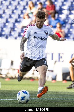 14. April 2018: Annapolis, Maryland, USA - Annapolis, MD - Samstag, 14. April 2018: D.C. United besiegte die Columbus Crew 1-0 in einem MLS-Spiel im Navy-Marine Corps Memorial Stadium. (Bild: © Tony Quinn/ISIPhotos via ZUMA Wire) Stockfoto
