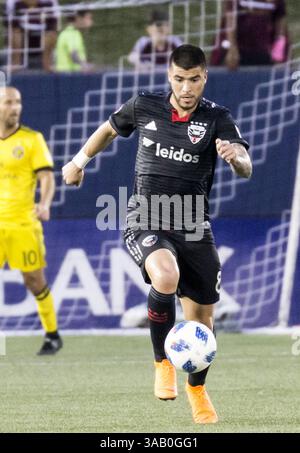 14. April 2018: Annapolis, Maryland, USA - Annapolis, MD - Samstag, 14. April 2018: D.C. United besiegte die Columbus Crew 1-0 in einem MLS-Spiel im Navy-Marine Corps Memorial Stadium. (Bild: © Tony Quinn/ISIPhotos via ZUMA Wire) Stockfoto