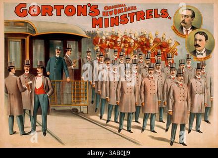 Vintage-Poster von Gortons Original New Orleans Minstrels, um 1899. Stockfoto