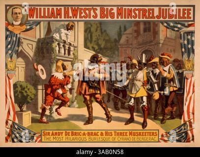 Vintage-Poster von William H. Wests Big Minstrel Jubilee, um 1899. Stockfoto