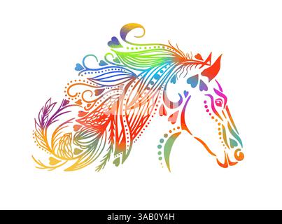 Pferdekopf-Abstract. Handzeichnung. Nicht AI, Vektorillustration. Stock Vektor