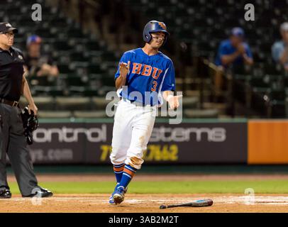 23. Mai 2018: Houston Baptist Infield-Spieler Tyler Depreta-Johnson (3) während der Southland Conference Championships 2018. Spiel 4 Houston Baptist University gegen Central Arkansas im Constellation Field Sugar Land, Texas. Houston Baptist gewann in sieben Innings 14-4 (Credit Image: &Copy; Maria Lysaker/CSM via ZUMA Wire) Stockfoto