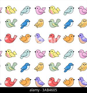 Farbenfrohes, nahtloses Muster mit Vögeln Stock Vektor