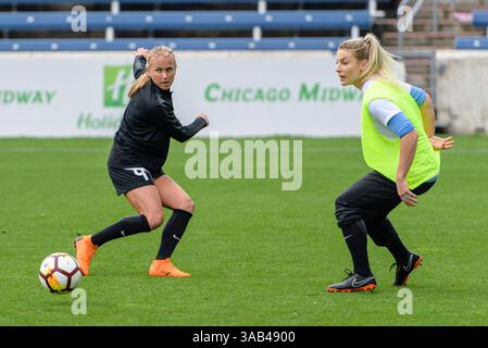 12. Mai 2018 - Bridgeview, Illinois, Vereinigte Staaten - Bridgeview, IL - Samstag, 12. Mai 2018: Chicago Red Stars vs Houston Dash im Toyota Park. (Kreditbild: © Daniel Bartel/ISIPhotos via ZUMA Wire) Stockfoto