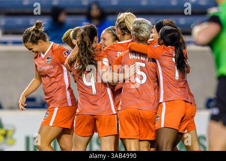 12. Mai 2018 - Bridgeview, Illinois, Vereinigte Staaten - Bridgeview, IL - Samstag, 12. Mai 2018: Chicago Red Stars vs Houston Dash im Toyota Park. (Kreditbild: © Daniel Bartel/ISIPhotos via ZUMA Wire) Stockfoto