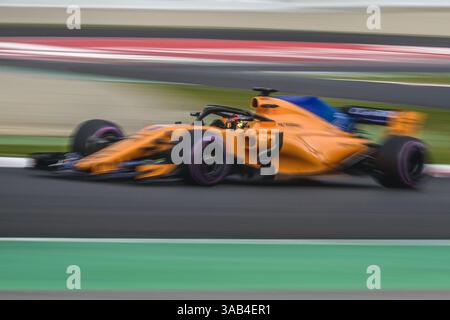 März 2018 – Barcelona, Katalonien, Spanien – STOFFEL VANDOORNE (BEL) fährt in seinem McLaren MCL33 während des siebten Formel-1-Tests auf dem Circuit de Catalunya (Foto: © Matthias Oesterle Via ZUMA Wire) Stockfoto