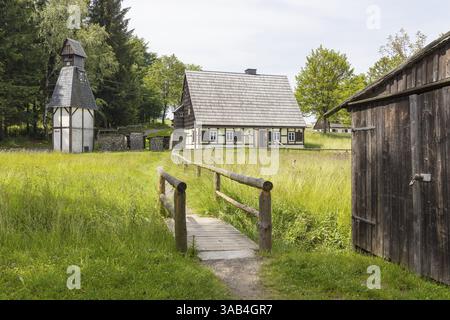 Verschiedene Gebäude im Freilichtmuseum Seiffen, Erzgebirge, Sachsen, Deutschland, Europa Stockfoto
