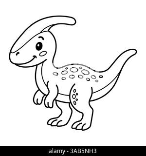 Verspielte parasaurolophus Dinosaurier Ausmalseite für Kinder, perfekt für Bücher, Basteln und Lernen Stock Vektor
