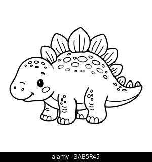 Entzückende Stegosaurus-Ausmalseite für Kinder Stock Vektor