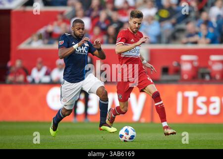 Juni 2018 - IL, USA - Bridgeview, IL - Samstag, 09. Juni 2018: the Chicago Fire spielte die New England Revolution in einem Spiel der Major League Soccer (MLS) im Toyota Park. (Kreditbild: © Robin Alam/ISIPhotos via ZUMA Wire) Stockfoto