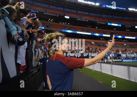 12. Juni 2018 - Cleveland, Ohio, USA - Cleveland, Ohio - Dienstag, 12. Juni 2018: Morgan Brian während eines internationalen Freundschaftsspiels zwischen den Frauen der USA und China PR (CHN) im FirstEnergy Stadium. (Kreditbild: © Brad Smith/ISIPhotos via ZUMA Wire) Stockfoto