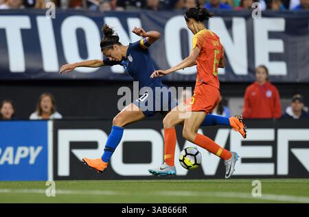 12. Juni 2018 - Cleveland, Ohio, USA - Cleveland, Ohio - Dienstag, 12. Juni 2018: Carli Lloyd während eines internationalen Freundschaftsspiels zwischen den Frauen der USA und China PR (CHN) im FirstEnergy Stadium. (Kreditbild: © Brad Smith/ISIPhotos via ZUMA Wire) Stockfoto